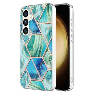 For Samsung Galaxy S24 5G Electroplating Splicing Marble TPU Phone Case(Green)