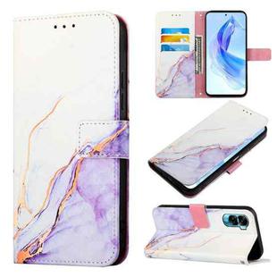 For Honor 90 Lite PT003 Marble Pattern Flip Leather Phone Case(White Purple)
