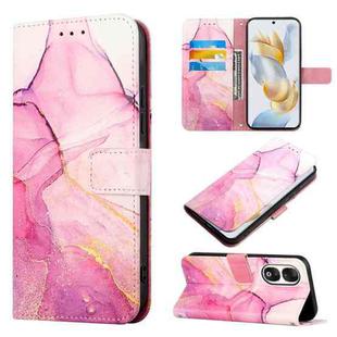 For Honor 90 PT003 Marble Pattern Flip Leather Phone Case(Pink Purple Gold)