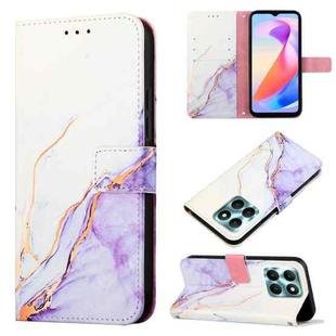 For Honor X6a PT003 Marble Pattern Flip Leather Phone Case(White Purple)