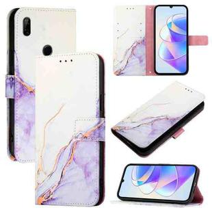 For Honor 9X 4G Global / Huawei Enjoy 10 Plus PT003 Marble Pattern Flip Leather Phone Case(White Purple)