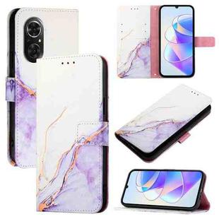 For Honor 50 SE / Huawei nova 9 SE PT003 Marble Pattern Flip Leather Phone Case(White Purple)