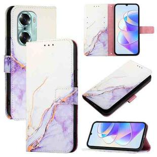 For Honor 60 PT003 Marble Pattern Flip Leather Phone Case(White Purple)