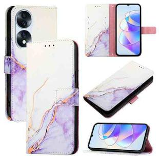 For Honor 70 PT003 Marble Pattern Flip Leather Phone Case(White Purple)