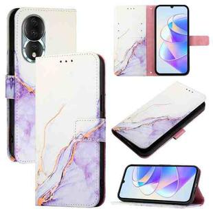 For Honor 80 PT003 Marble Pattern Flip Leather Phone Case(White Purple)