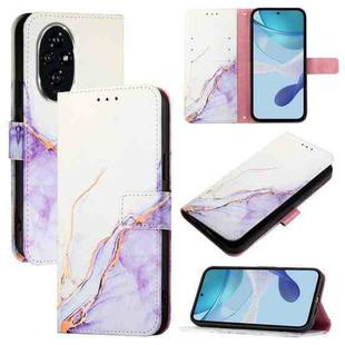 For Honor 200 PT003 Marble Pattern Flip Leather Phone Case(White Purple)