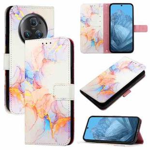 For Honor Magic5 Pro PT003 Marble Pattern Flip Leather Phone Case(Marble White)