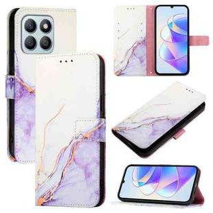 For Honor X8b PT003 Marble Pattern Flip Leather Phone Case(White Purple)
