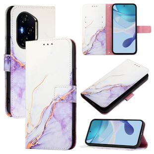 For Honor 300 Pro / 300 Ultra PT003 Marble Pattern Flip Leather Phone Case(White Purple)