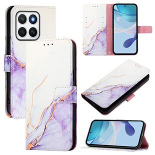 For Honor X8c 4G PT003 Marble Pattern Flip Leather Phone Case(White Purple)