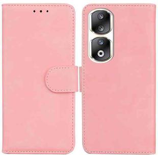 For Honor 90 Pro Skin Feel Pure Color Flip Leather Phone Case(Pink)