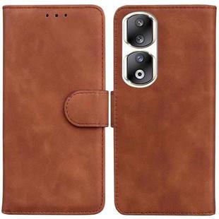 For Honor 90 Pro Skin Feel Pure Color Flip Leather Phone Case(Brown)