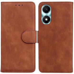 For Honor X5 Plus / Play 40C Skin Feel Pure Color Flip Leather Phone Case(Brown)