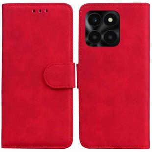 For Honor X6a Skin Feel Pure Color Flip Leather Phone Case(Red)