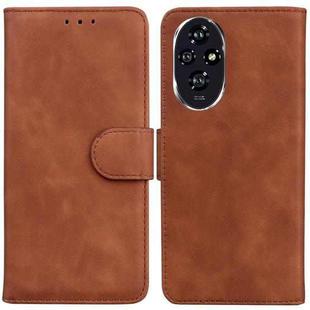 For Honor 200 5G Skin Feel Pure Color Flip Leather Phone Case(Brown)