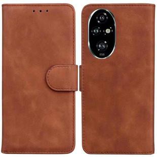 For Honor 200 Pro 5G Skin Feel Pure Color Flip Leather Phone Case(Brown)