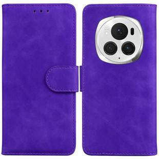 For Honor Magic6 Pro Skin Feel Pure Color Flip Leather Phone Case(Purple)