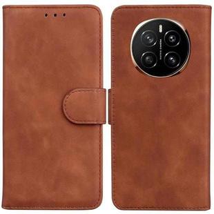 For Honor Magic7 Skin Feel Pure Color Flip Leather Phone Case(Brown)