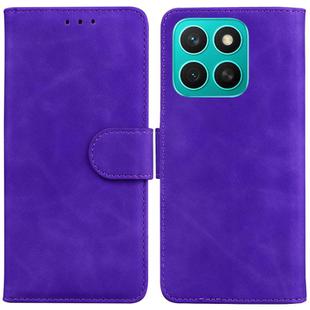 For Honor X8c 4G Skin Feel Pure Color Flip Leather Phone Case(Purple)