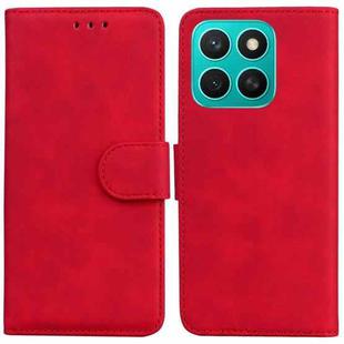 For Honor X8c 4G Skin Feel Pure Color Flip Leather Phone Case(Red)