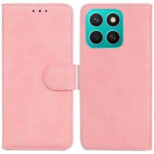 For Honor X8c 4G Skin Feel Pure Color Flip Leather Phone Case(Pink)