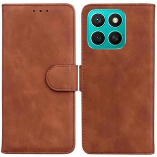 For Honor X8c 4G Skin Feel Pure Color Flip Leather Phone Case(Brown)