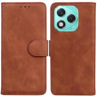 For Honor 400 Lite Skin Feel Pure Color Flip Leather Phone Case(Brown)