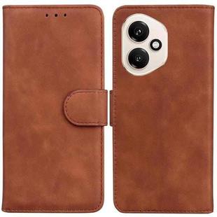 For Honor 400 Global 156.5mm Skin Feel Pure Color Flip Leather Phone Case(Brown)