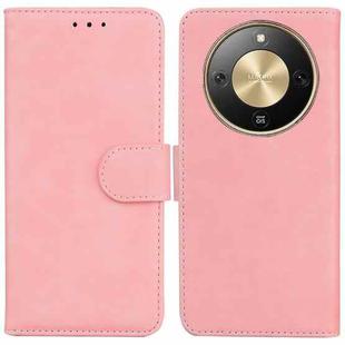 For Honor X70 5G Skin Feel Pure Color Flip Leather Phone Case(Pink)