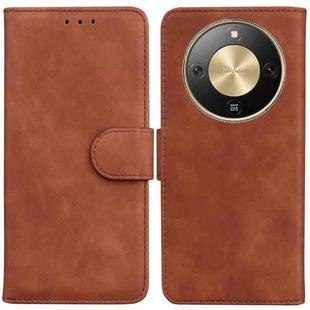 For Honor X70 5G Skin Feel Pure Color Flip Leather Phone Case(Brown)