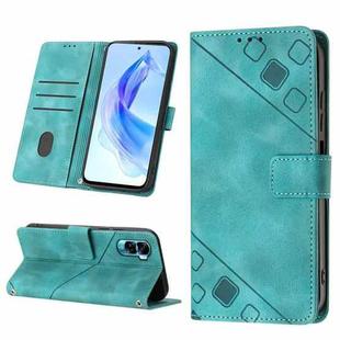 For Honor 90 Lite Skin-feel Embossed Leather Phone Case(Green)