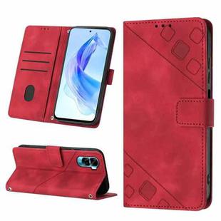 For Honor 90 Lite Skin-feel Embossed Leather Phone Case(Red)