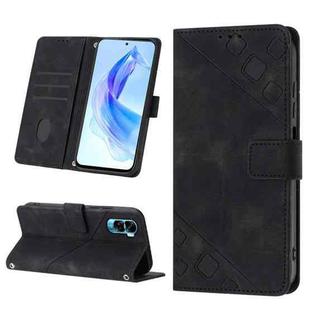 For Honor 90 Lite Skin-feel Embossed Leather Phone Case(Black)