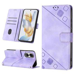 For Honor 90 Skin-feel Embossed Leather Phone Case(Light Purple)