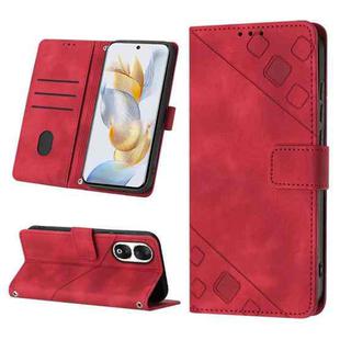 For Honor 90 Skin-feel Embossed Leather Phone Case(Red)