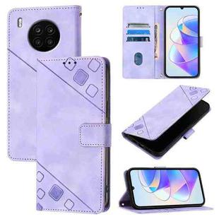 For Honor 50 Lite Skin-feel Embossed Leather Phone Case(Light Purple)