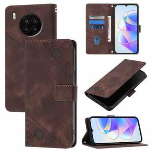 For Honor 50 Lite Skin-feel Embossed Leather Phone Case(Brown)