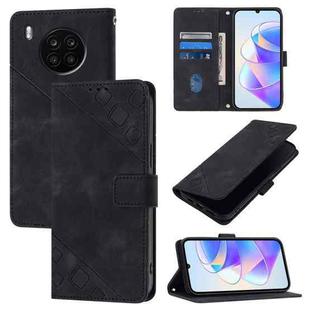 For Honor 50 Lite Skin-feel Embossed Leather Phone Case(Black)