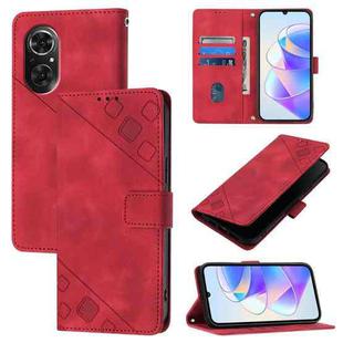 For Honor 50 SE Skin-feel Embossed Leather Phone Case(Red)