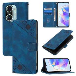 For Honor 60 Pro Skin-feel Embossed Leather Phone Case(Blue)