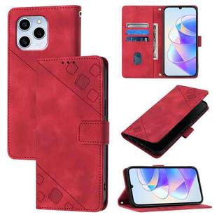 For Honor 60 SE Skin-feel Embossed Leather Phone Case(Red)