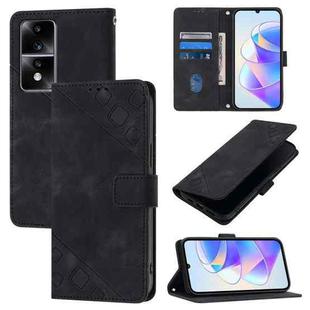 For Honor 80 GT Skin-feel Embossed Leather Phone Case(Black)