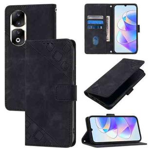 For Honor 90 Pro Skin-feel Embossed Leather Phone Case(Black)