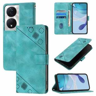 For Honor 90 Smart / X7b 4G / 5G Skin-feel Embossed Leather Phone Case(Green)