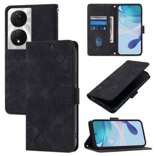 For Honor 90 Smart / X7b 4G / 5G Skin-feel Embossed Leather Phone Case(Black)