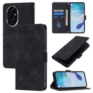 For Honor 200 Skin-feel Embossed Leather Phone Case(Black)