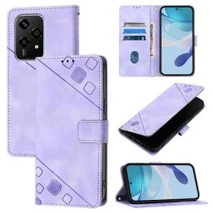For Honor 200 Lite Global Skin-feel Embossed Leather Phone Case(Light Purple)
