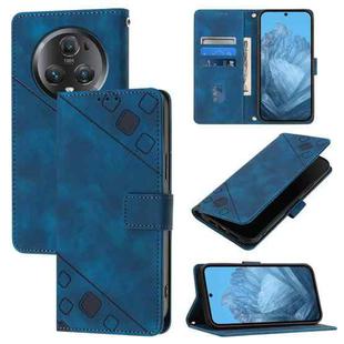 For Honor Magic5 Pro Skin-feel Embossed Leather Phone Case(Blue)