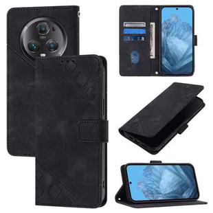 For Honor Magic5 Pro Skin-feel Embossed Leather Phone Case(Black)