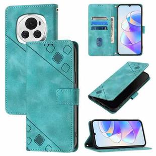 For Honor Magic6 5G Global Skin-feel Embossed Leather Phone Case(Green)